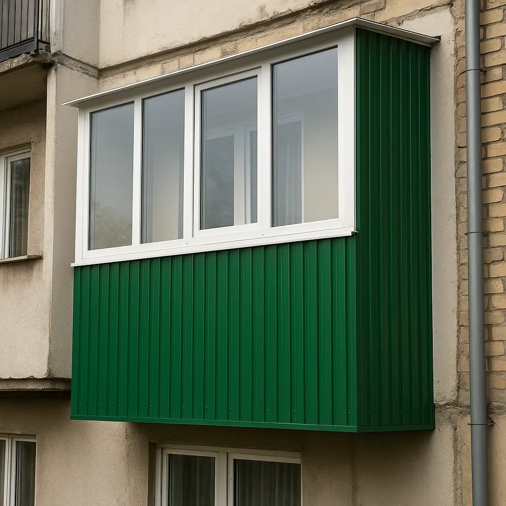 Обшивка балкона профнастилом